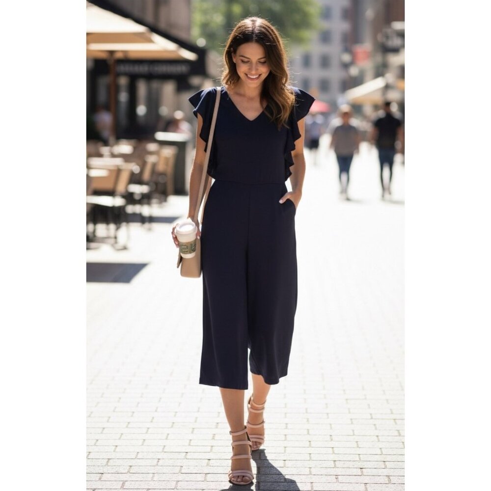 Tash + Sophie V-Neck Cropped Jumpsuit 8 - Picture 3 of 3